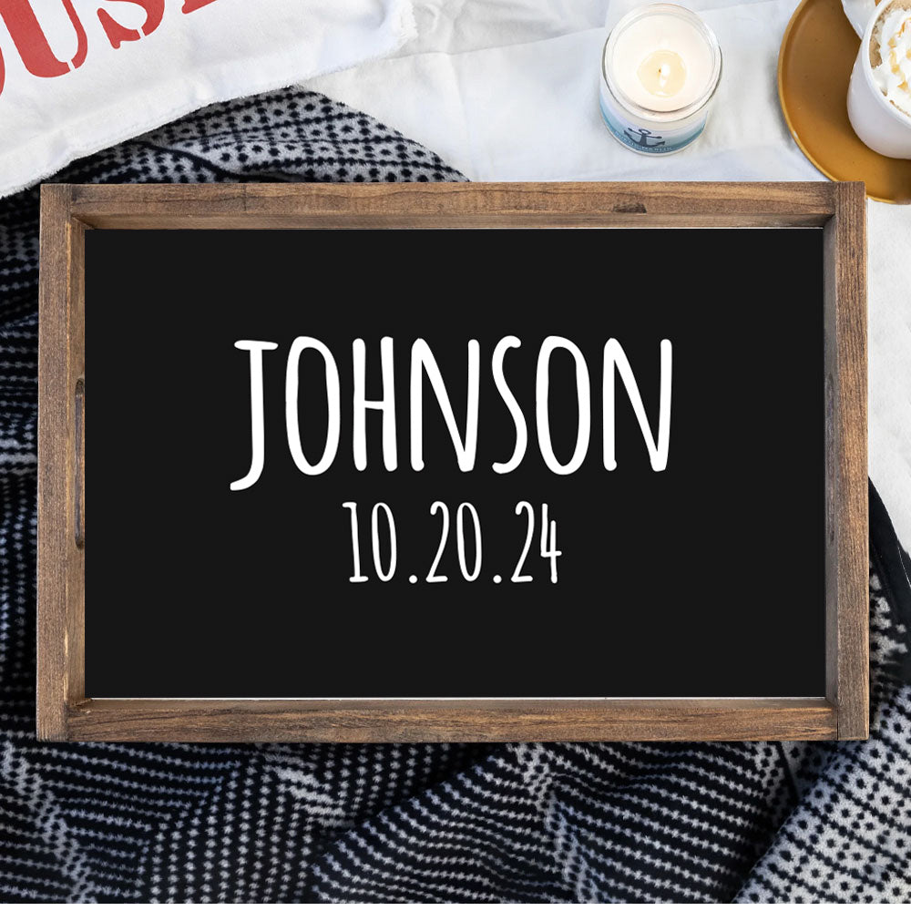 Personalized Your Word & Date Wooden Serving Tray