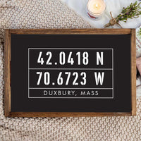 Black Coordinates Personalized Wooden Serving Tray