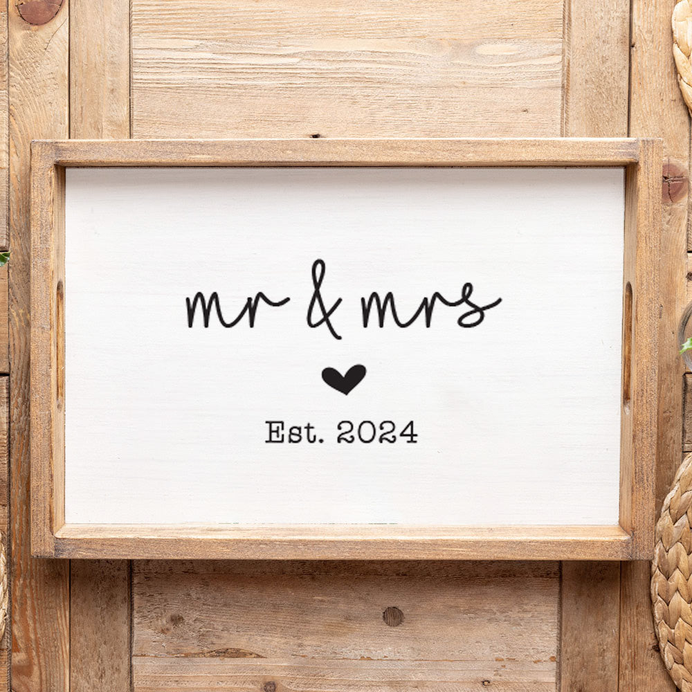 Personalized Wedding Est Year Wooden Serving Tray
