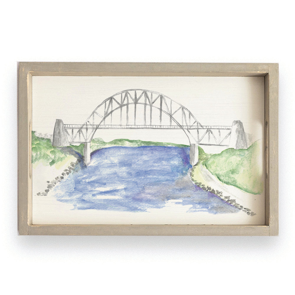 Watercolor Bridge Serving Tray