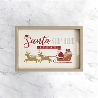 Personalized Santa Stop Here Wooden Serving Tray