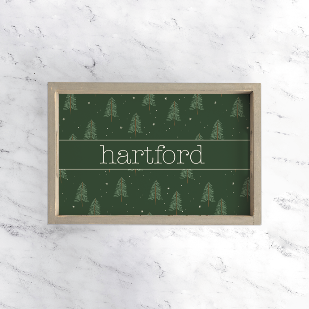 Personalized Evergreen Christmas Tree Wooden Serving Tray