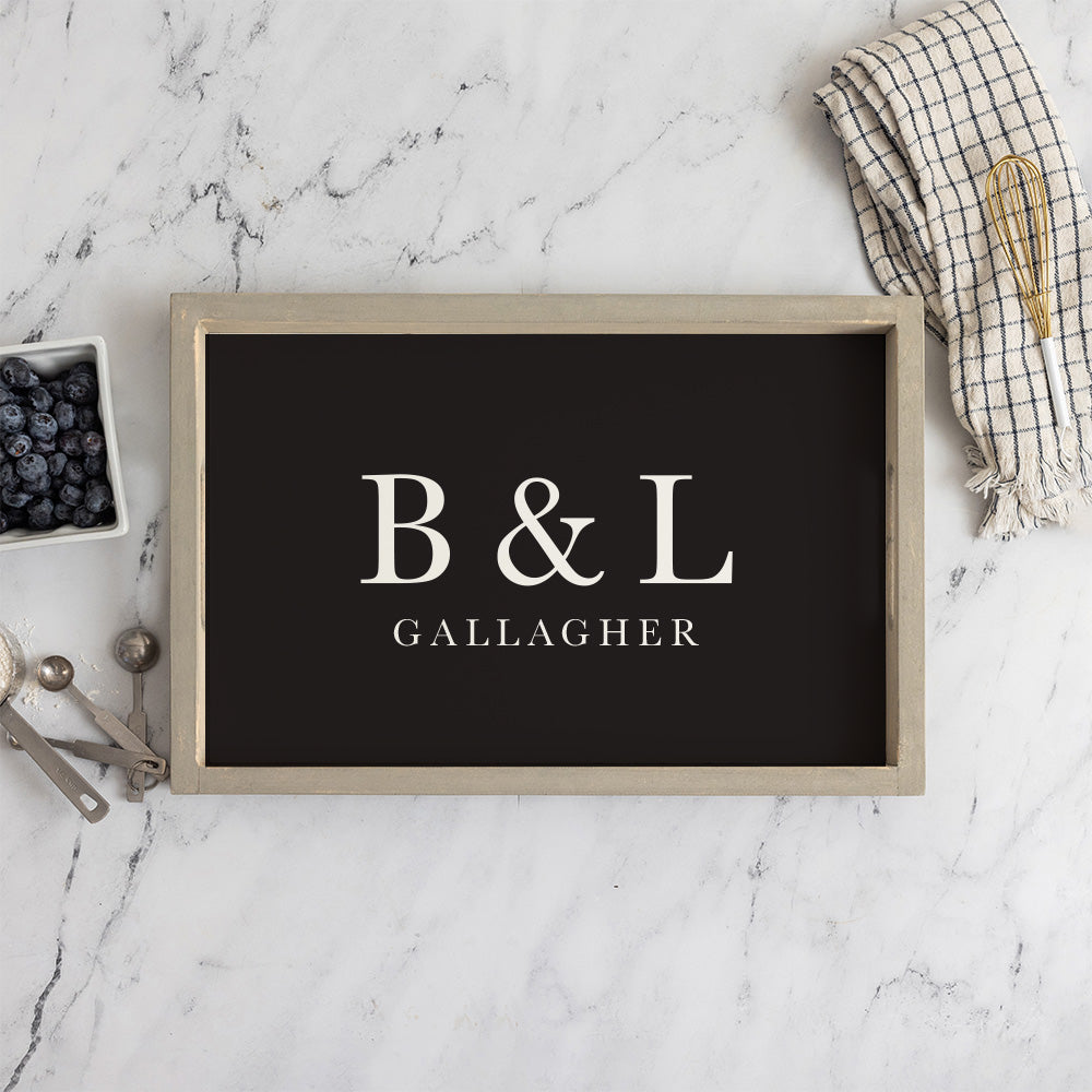 Initials Established Classic Black Personalized Serving Tray