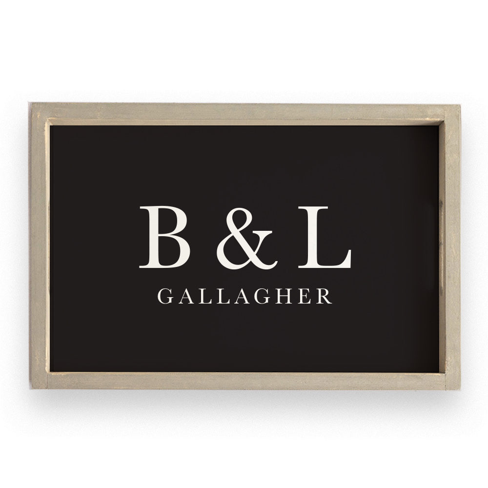 Initials Established Classic Black Personalized Serving Tray