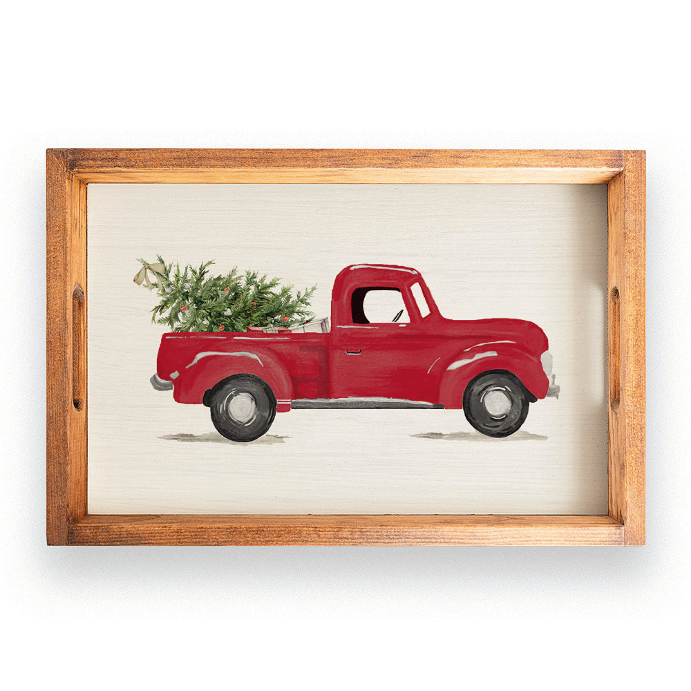 Christmas Tree Truck Wooden Serving Tray