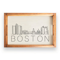 Boston Line Art Wooden Serving Tray
