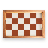 Checker Board Wooden Serving Tray