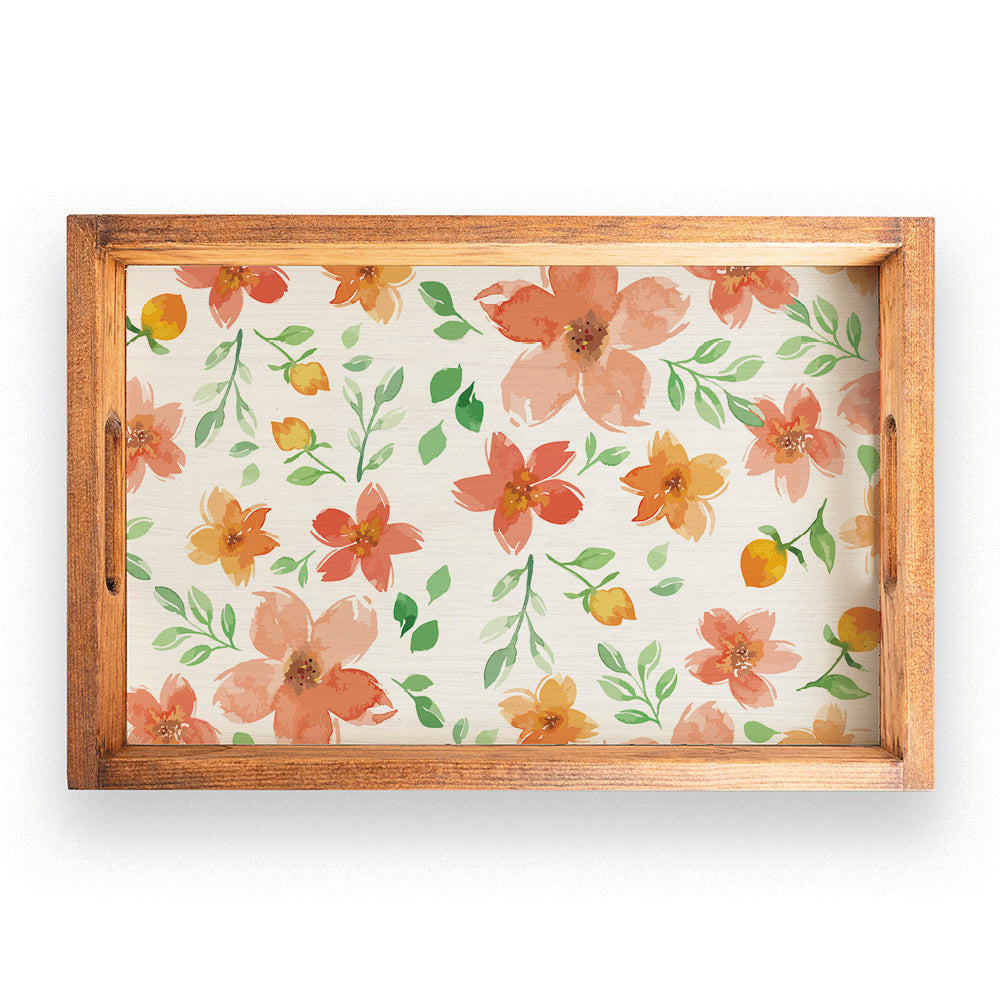 Floral Wooden Serving Tray