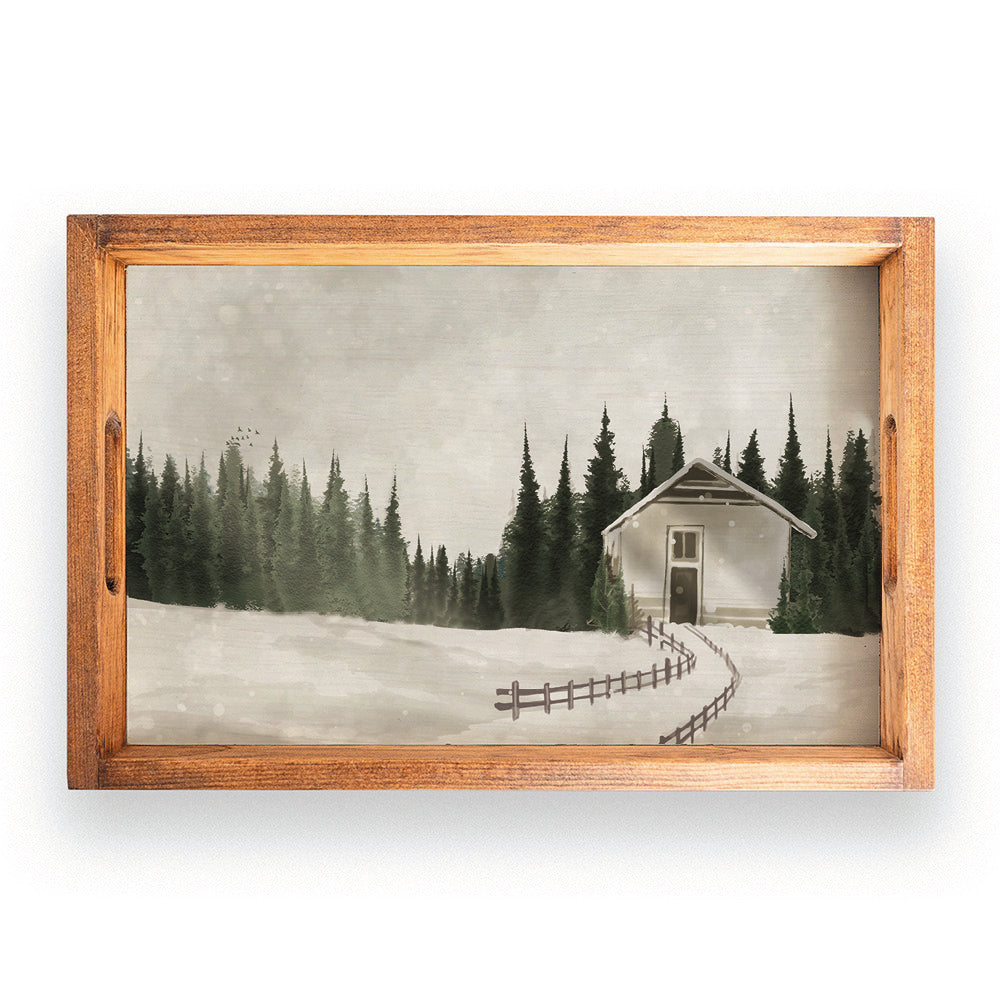 Winter Scene Wooden Serving Tray