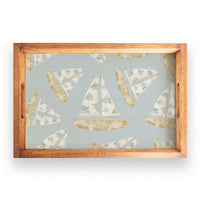 Repeating Hydrangea Sailboat Serving Tray