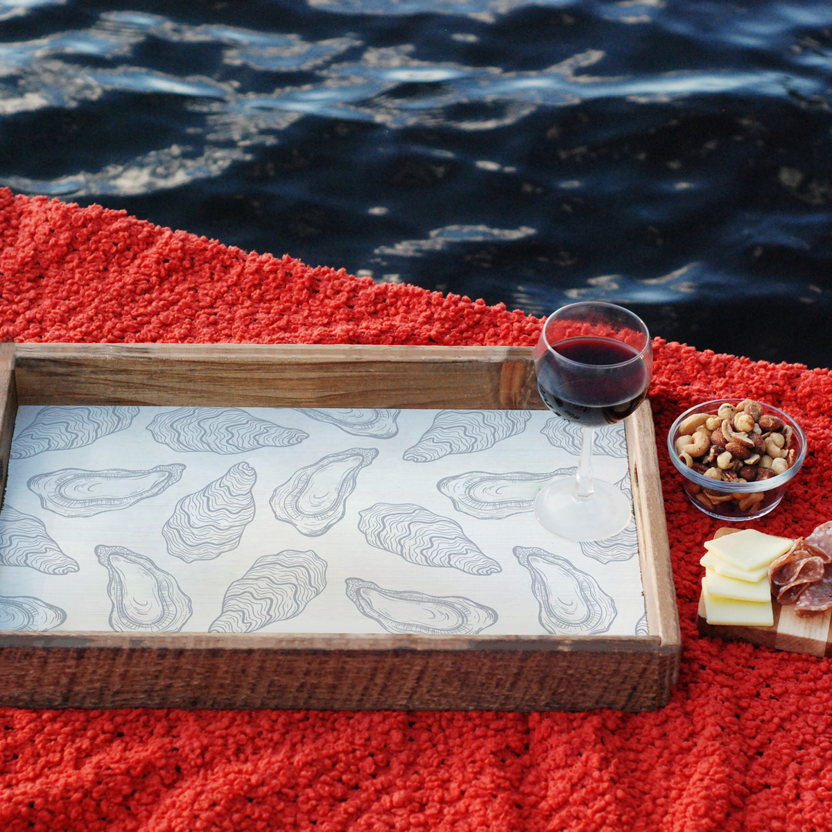 Oysters Wooden Serving Tray