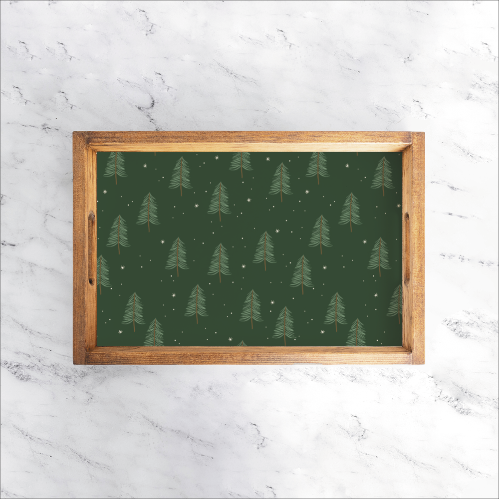 Evergreen Christmas Tree Wooden Serving Tray