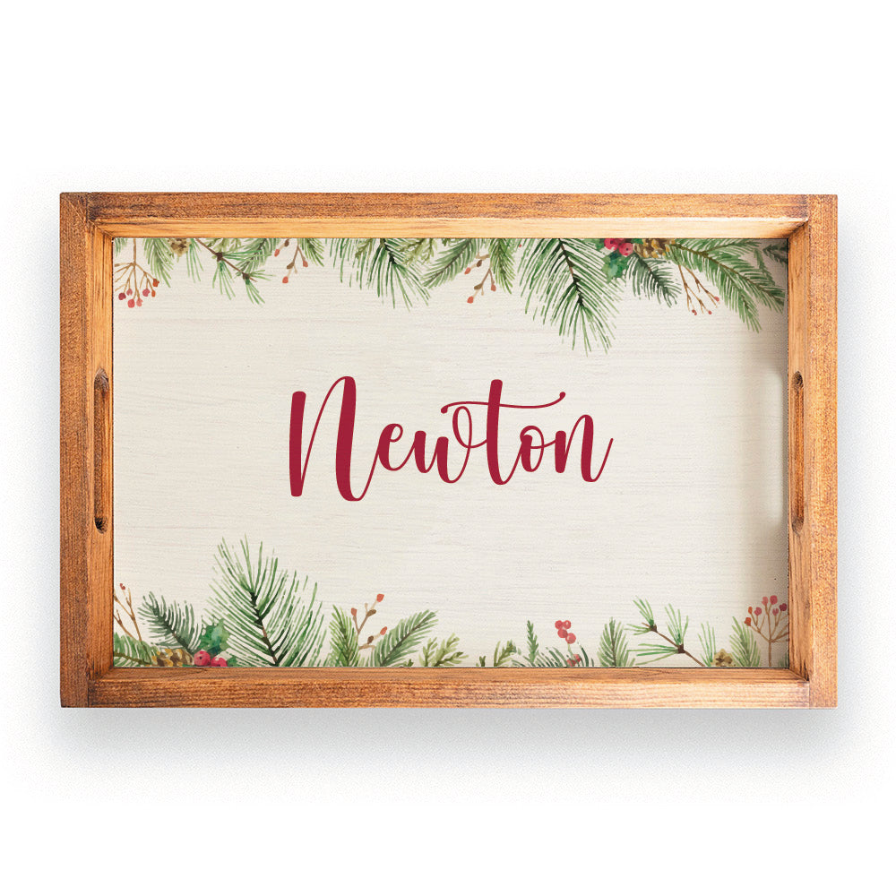 Holiday Wreath Personalized Serving Tray