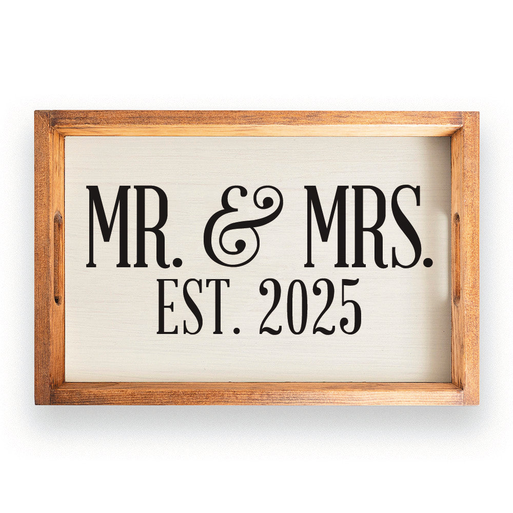 Mr. + Mrs. Personalized Wooden Serving Tray