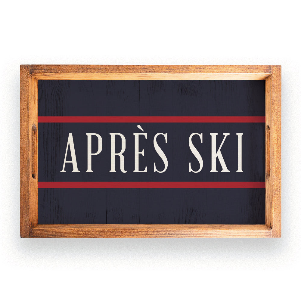 Navy/Red Stripe Personalized Wooden Serving Tray