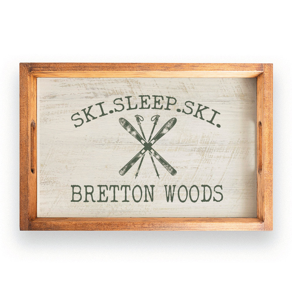 Ski Sleep Ski Personalized Wooden Serving Tray