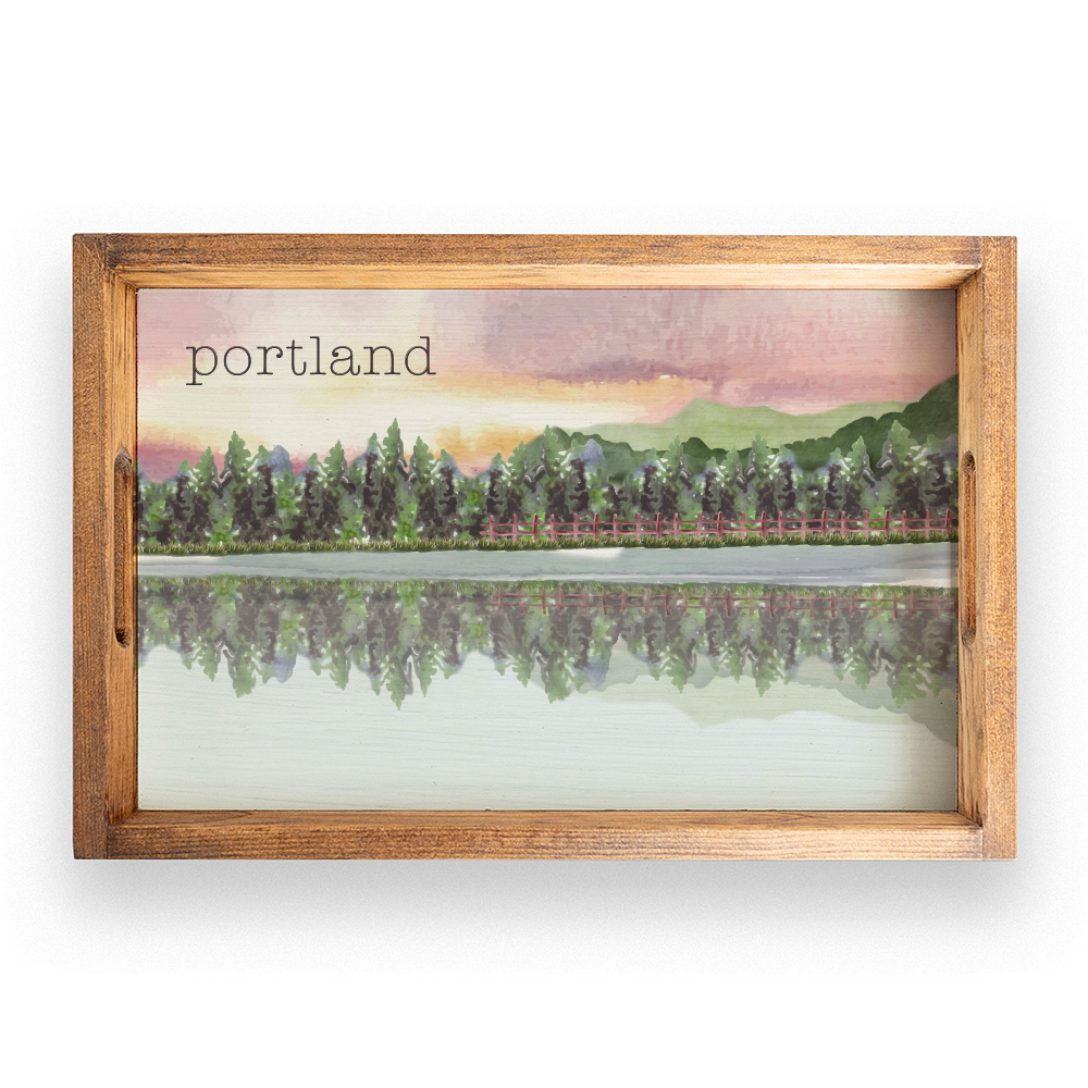 Lake Personalized Wooden Serving Tray