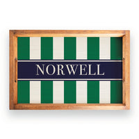 Green Stripes Personalized Serving Tray