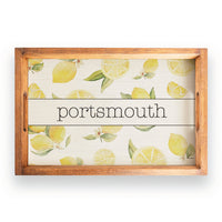 Watercolor Lemons Personalized Wooden Serving Tray