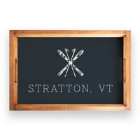 Navy Blue Ski Personalized Wooden Serving Tray