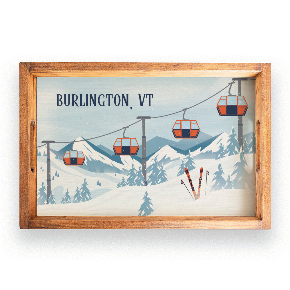 Alpine Lift Personalized Wooden Serving Tray