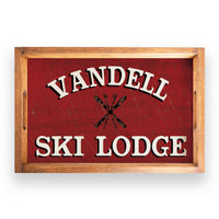 Red Ski Lodge Personalized Wooden Serving Tray