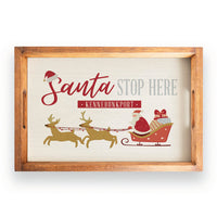 Santa Stop Here Personalized Wooden Serving Tray