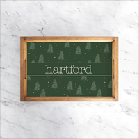 Personalized Evergreen Christmas Tree Wooden Serving Tray