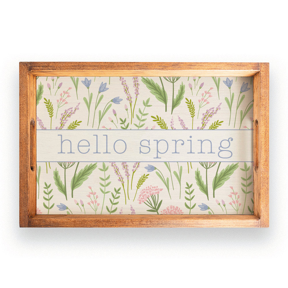Spring Florals Personalized Wooden Serving Tray
