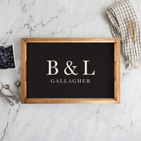 Initials Established Classic Black Personalized Serving Tray