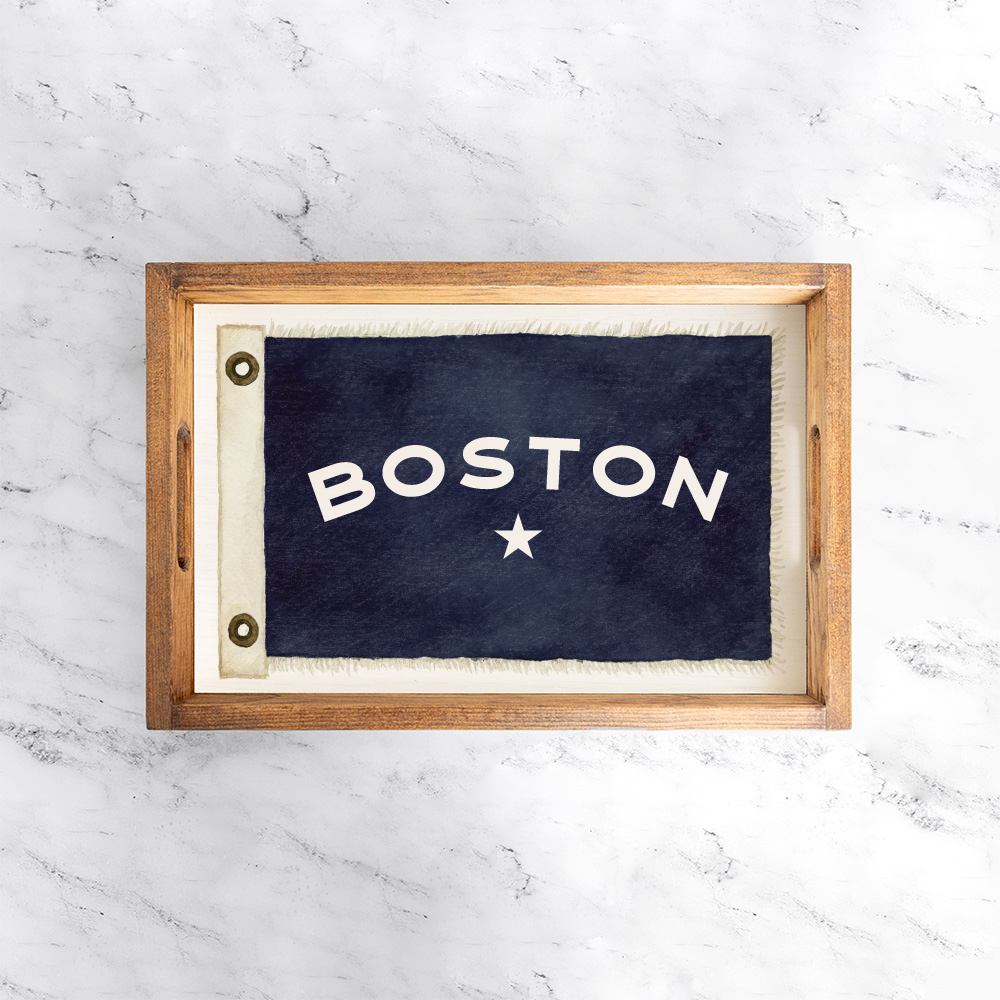 Vintage Flag Star Personalized Serving Tray