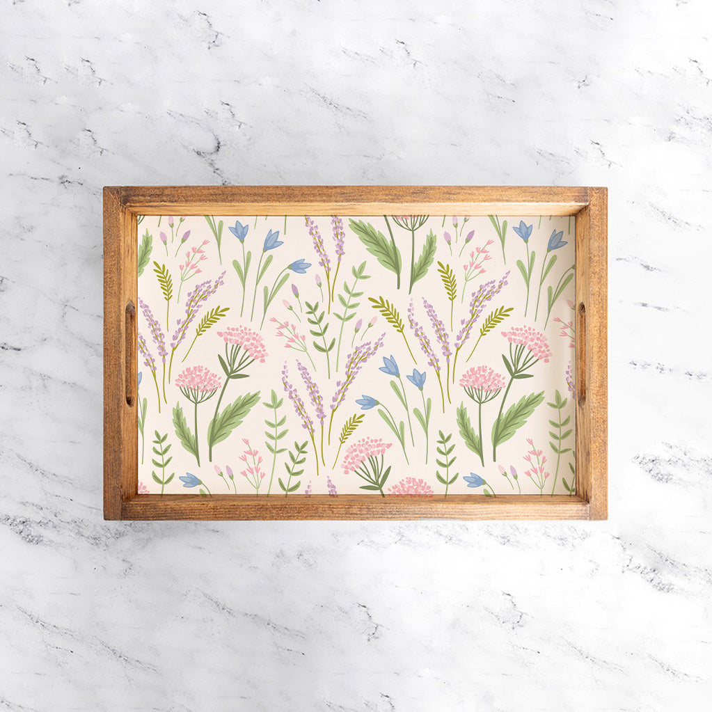 Spring Florals Welcome  Wooden Serving Tray