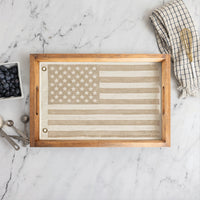 American Vintage Flag Whitewash Serving Tray