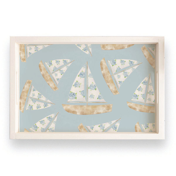 Hydrangea Sailboat Serving Tray