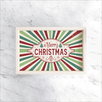 Merry Christmas Festive Stripe Wooden Serving Tray