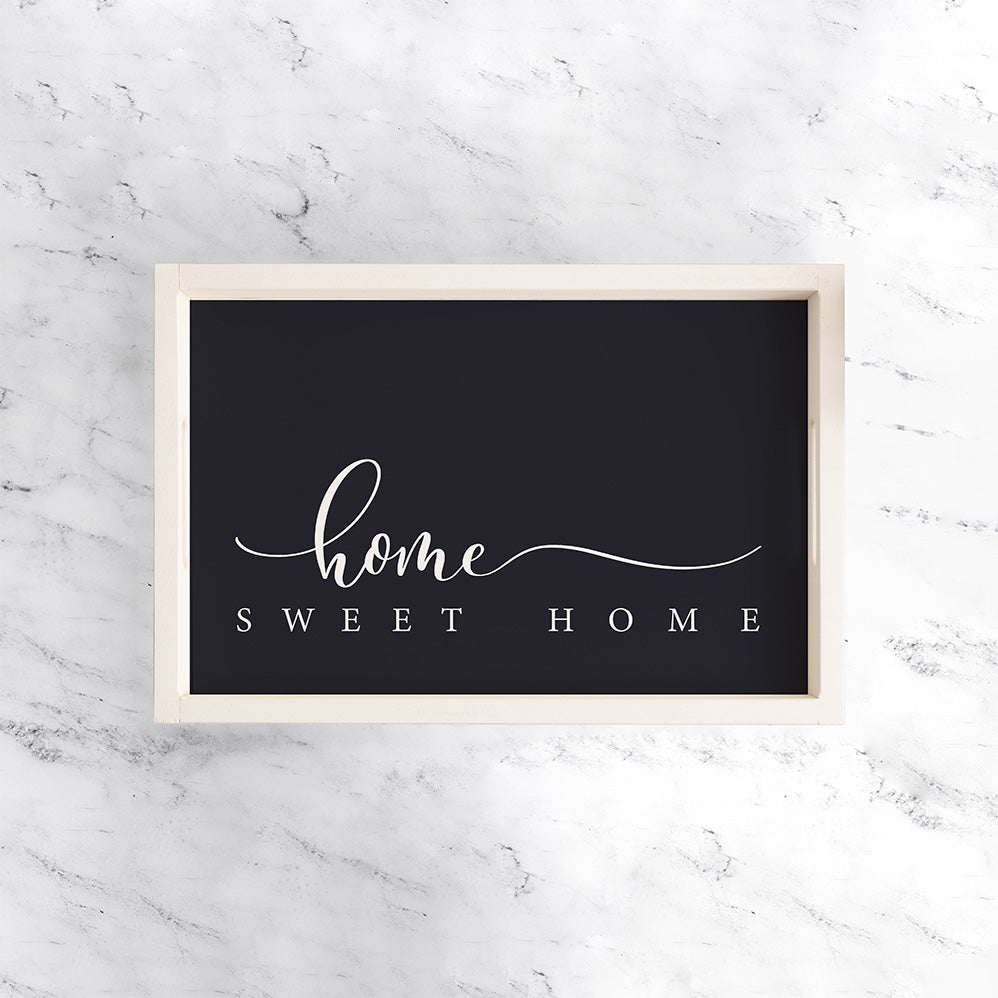 Dark Navy and White Home Sweet Home Wooden Serving Tray