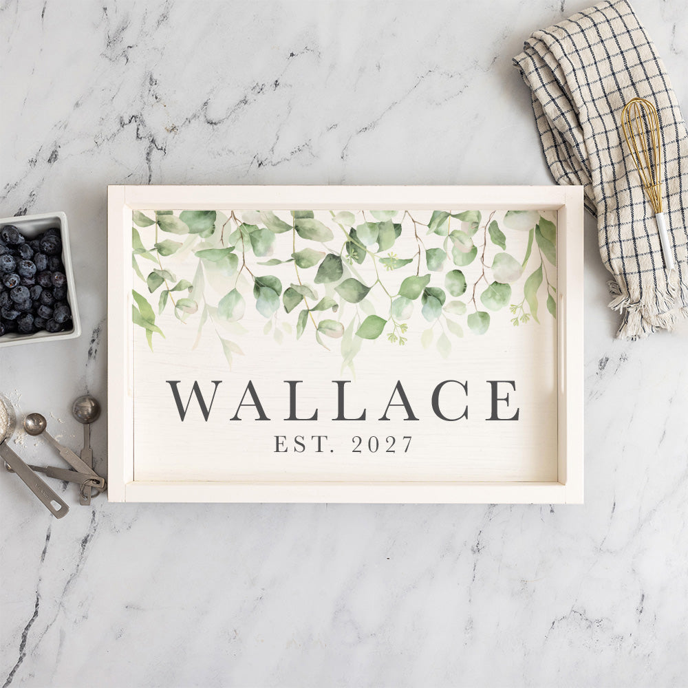 Greenery Personalized Serving Tray