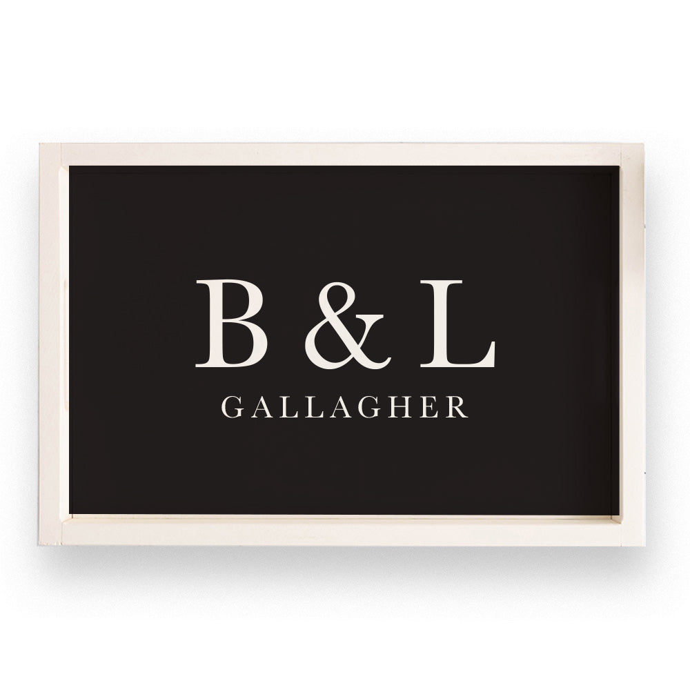 Initials Established Classic Black Personalized Serving Tray