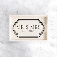 Antique Mr & Mrs  Est 2025 Wooden Serving Tray