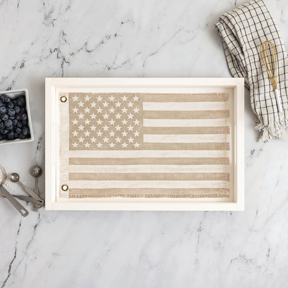 American Vintage Flag Whitewash Serving Tray