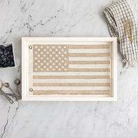 American Vintage Flag Whitewash Serving Tray