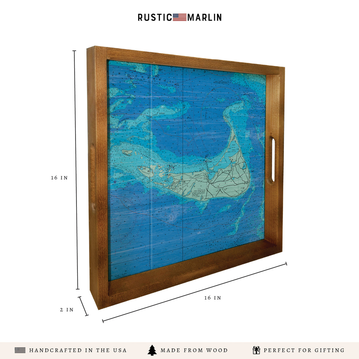 Nantucket Chart Map Serving Tray