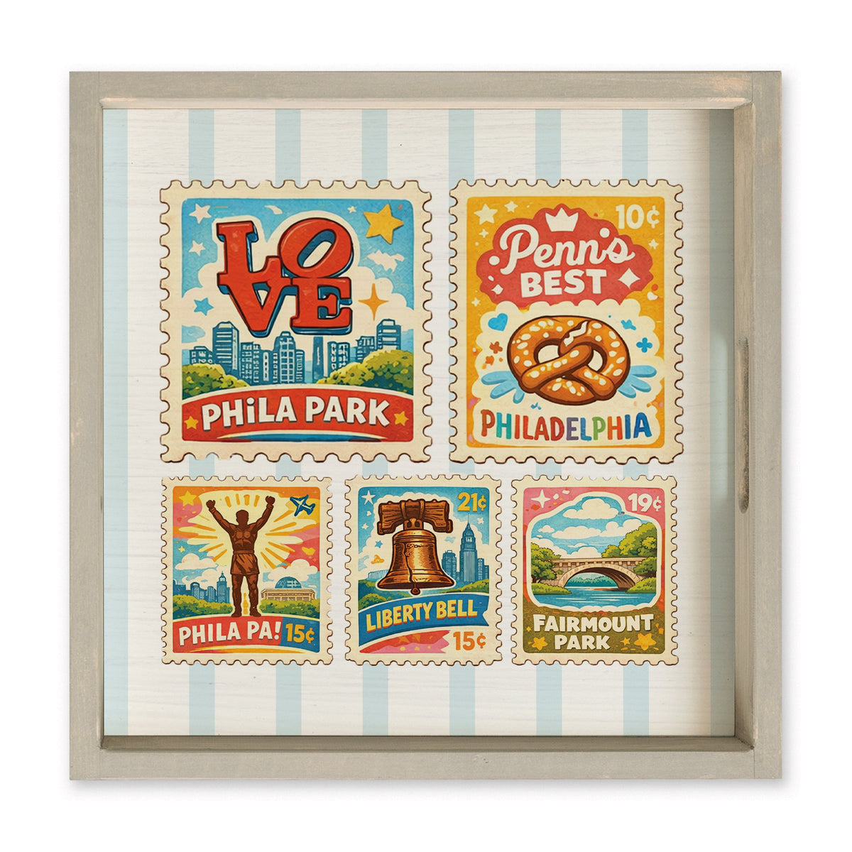 Philly Landmark Stamps Square Tray