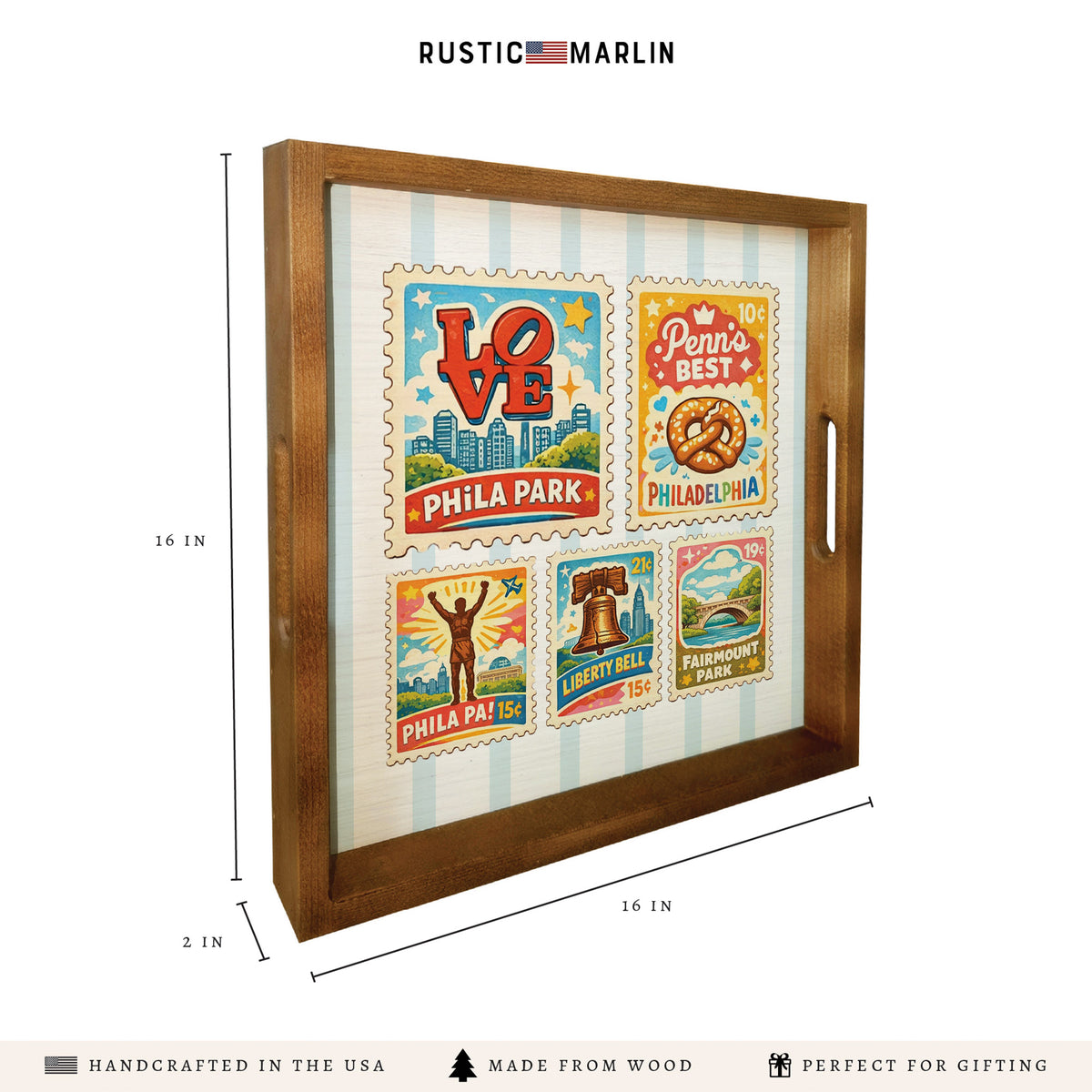 Philly Landmark Stamps Square Tray