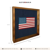 American Flag Printed Needlepoint Serving Tray