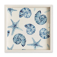 Blue Shell Starfish Pattern Serving Tray