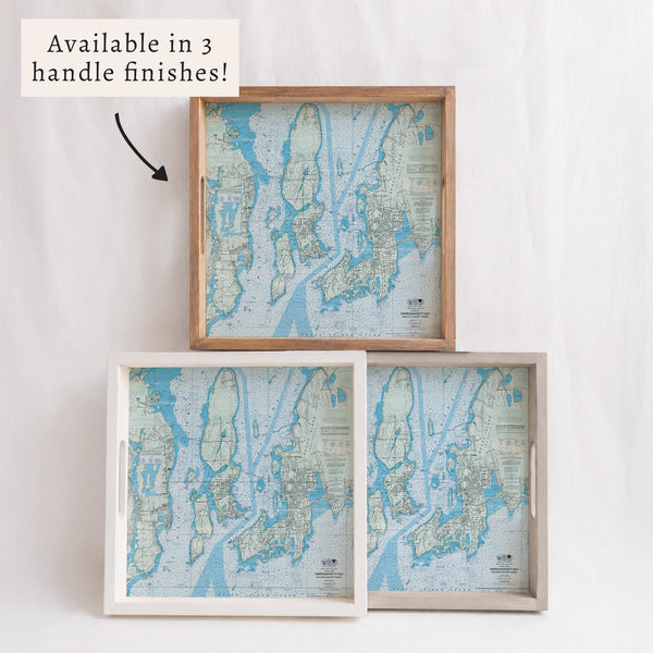 Narragansett Bay Chart Map Serving Tray