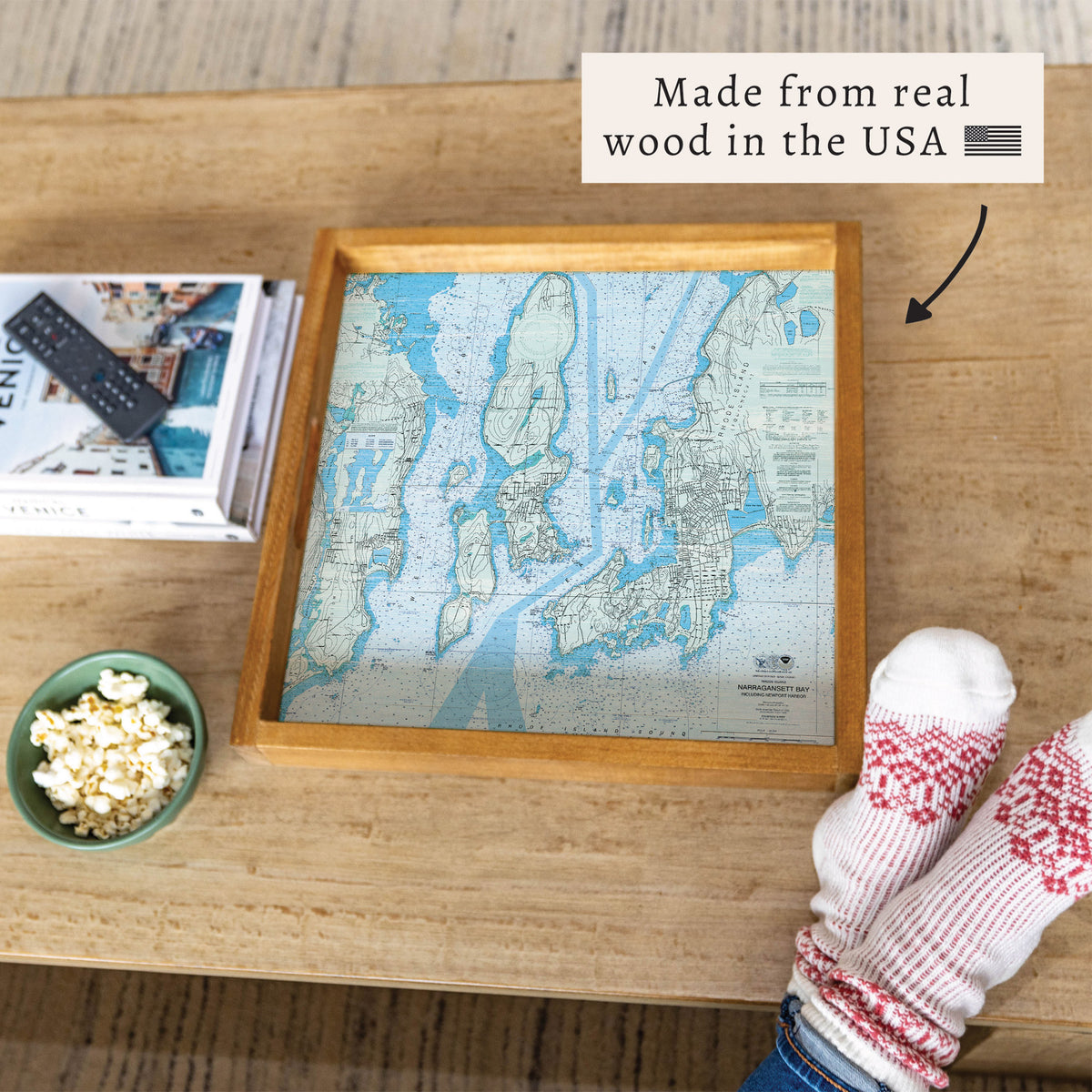 Narragansett Bay Chart Map Serving Tray