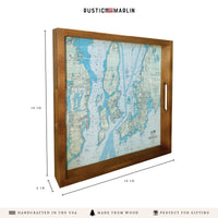 Narragansett Bay Chart Map Serving Tray