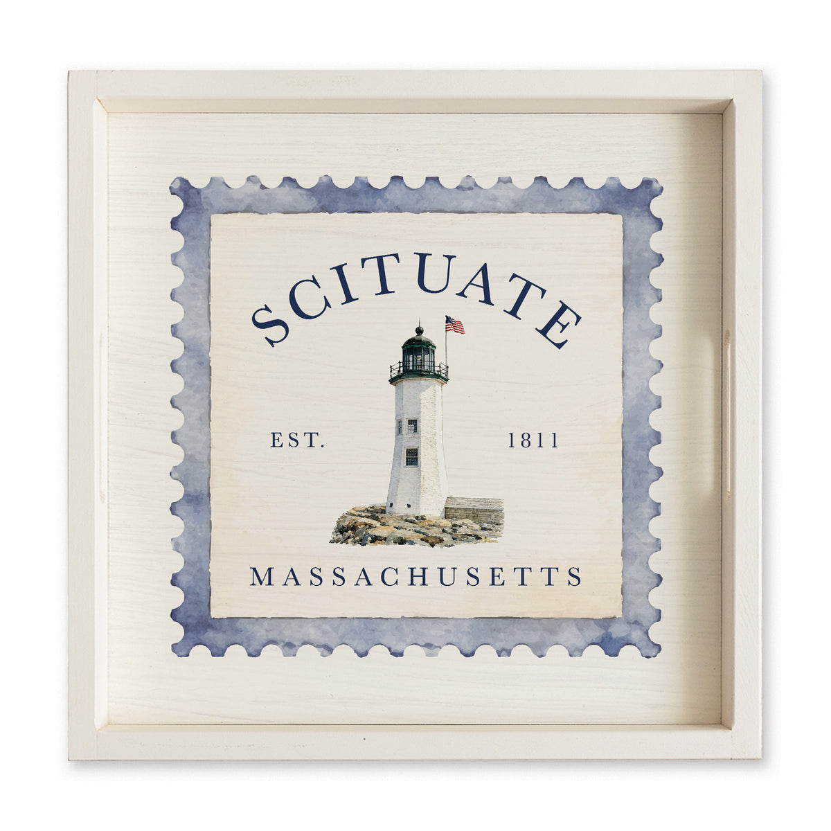 *Scituate Lighthouse Stamp Serving Tray